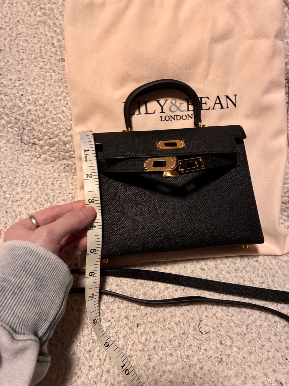 Lily & Bean Black Mini Top-Handle Crossbody Bag, black with gold hardware - Picture 6 of 16